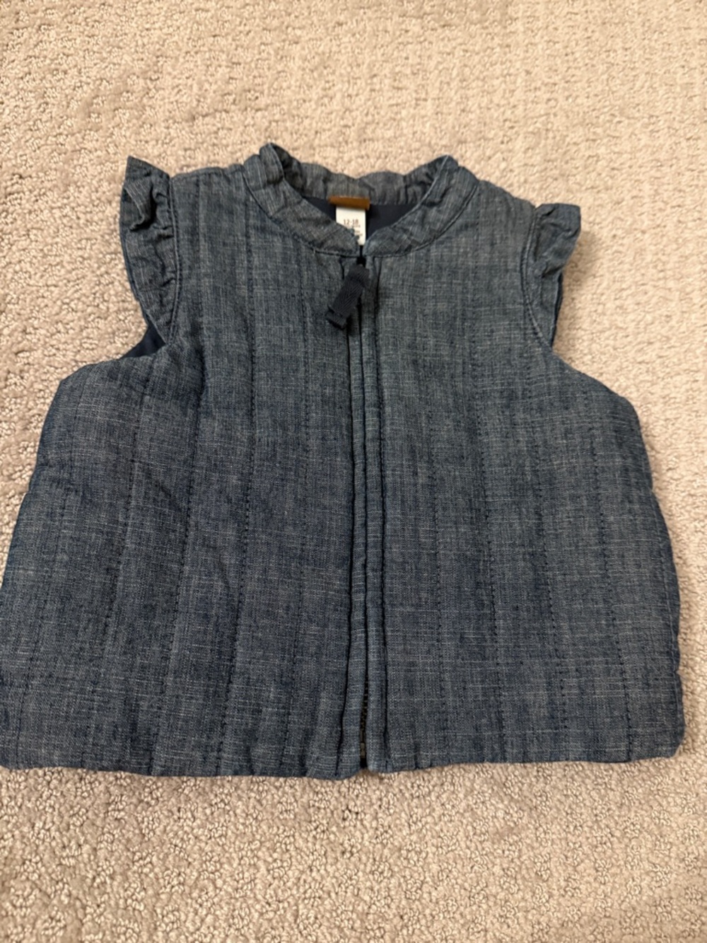 Girls' Quilted Sleeveless Vest - Blue Denim Look